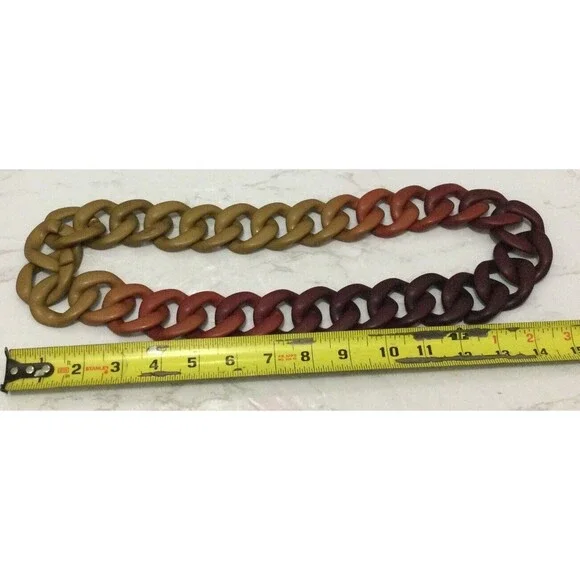 PONO by Joan Goodman Italian Resin Necklace Red Brown Tan  30" - Picture 3 of 4